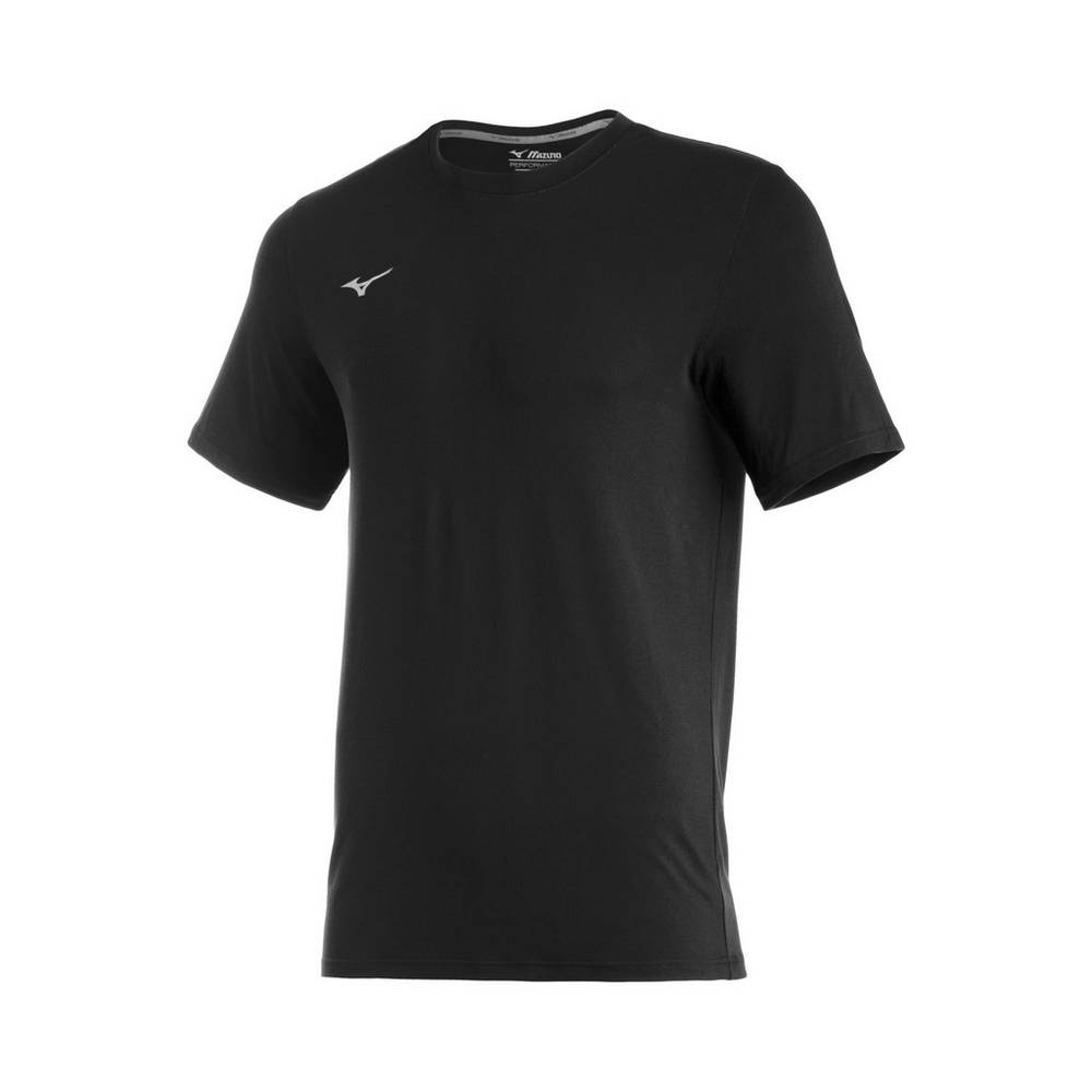 Mizuno Comp Diamond Short Sleeve Crew Férfi Futópóló Fekete CRW359104